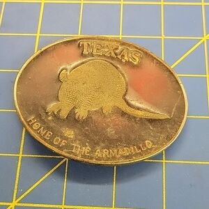 Texas Home of the Armadillo - Belt Buckle Front See photo for details